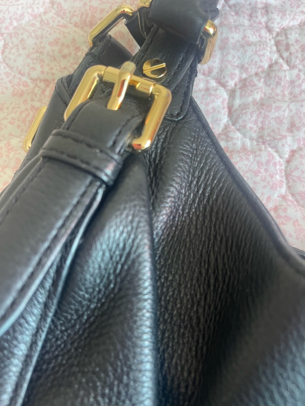 Michael Kors Black Pebbled Leather Shoulder Hobo with Gold Hardware - Picture 4 of 10